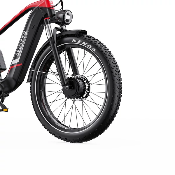DUOTTS F26 Lite elektromos kerékpár, 500W motor, 48V 18Ah akkumulátor, 26×4.0 gumi, 50 km/h, 90 km hatótáv, hidraulikus fék – Fekete/piros
