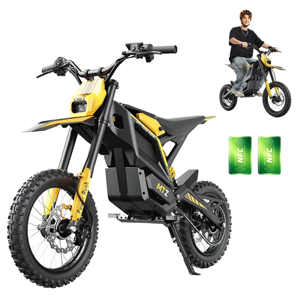 MT2 elektromos motorkerékpár, 3000W csúcsteljesítmény, 48V 22.5Ah kivehető akkumulátor, 60 km/h, akár 72 km hatótáv – Sárga