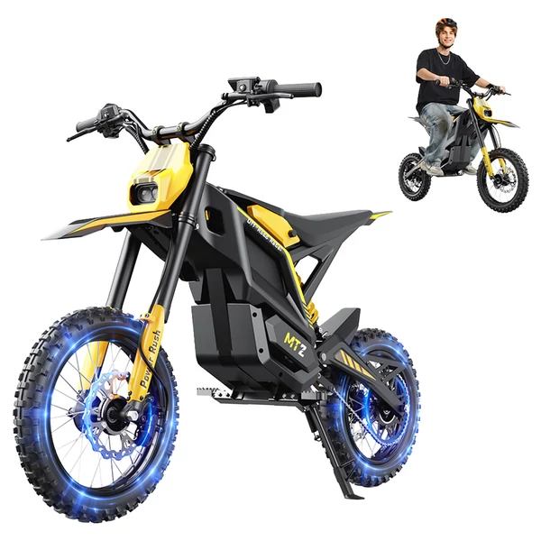 MT2 elektromos motorkerékpár, 3000W csúcsteljesítmény, 48V 22.5Ah kivehető akkumulátor, 60 km/h, akár 72 km hatótáv – Sárga