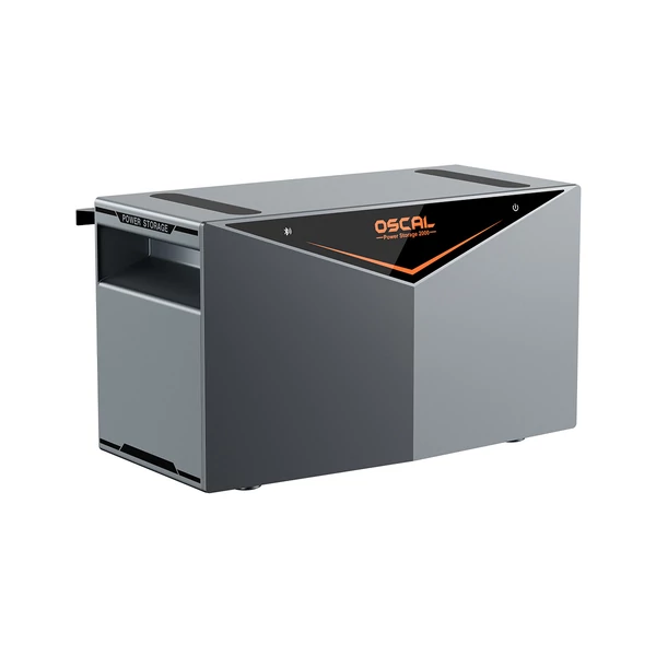 Oscal Power Storage 2000 hordozható erőmű, 1920Wh LiFePO4 akkumulátor, bővíthető 9600Wh‑ig, 1200W AC, 2400W napelemes bemenet, IP65