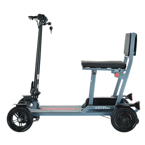 Freejoyer F7 Plus négykerekű elektromos roller üléssel, 300W motorral, 36V 21Ah akkumulátorral, 15 km/h, 35 km hatótáv – Szürke‑kék