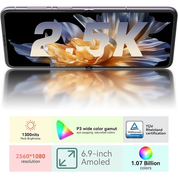 Blackview HERO 10 összecsukható okostelefon, 6.9\" AMOLED, 12GB+256GB, 108MP kamera, 45W gyorstöltés, NFC, ujjlenyomat, Android 13