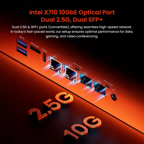 AOOSTAR WTR MAX barebone NAS mini PC, i5‑1235U, 11 rekeszes tárhely, HDMI/DP/USB4, 2×2.5G LAN + 2×10GbE SFP+
