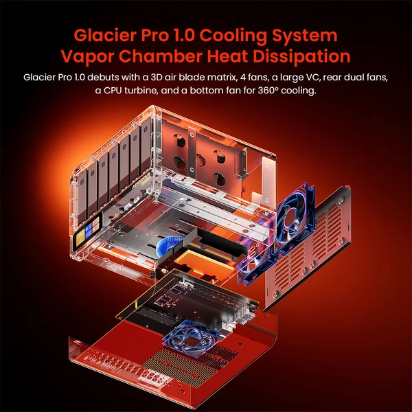 AOOSTAR WTR MAX barebone NAS mini PC, i5‑1235U, 11 rekeszes tárhely, HDMI/DP/USB4, 2×2.5G LAN + 2×10GbE SFP+