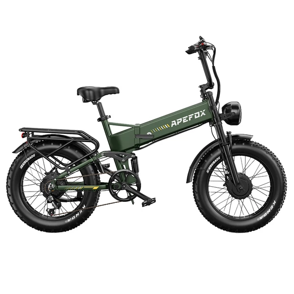 APEFOX RH20 összecsukható elektromos kerékpár, dupla 750W motor, 48V 22.5Ah akku, 50 km/h, 100 km hatótáv, 20×4.0” fat gumi – Zöld
