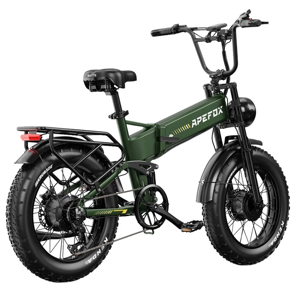 APEFOX RH20 összecsukható elektromos kerékpár, dupla 750W motor, 48V 22.5Ah akku, 50 km/h, 100 km hatótáv, 20×4.0” fat gumi – Zöld