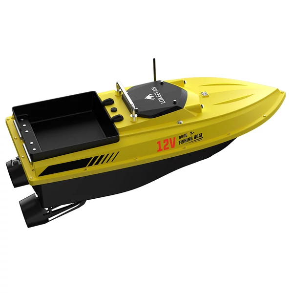 OKEEVAN D80E GPS etetőhajó – 795‑ös dupla motor, 4 m/s sebesség, 3 kg kapacitás, 500 m hatótáv, mélység‑ és hőmérsékletmérés – Sárga