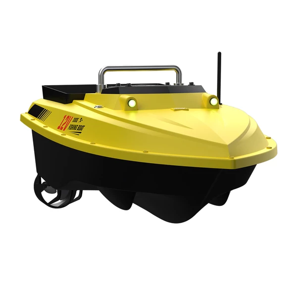 OKEEVAN D80E GPS etetőhajó – 795‑ös dupla motor, 4 m/s sebesség, 3 kg kapacitás, 500 m hatótáv, mélység‑ és hőmérsékletmérés – Sárga