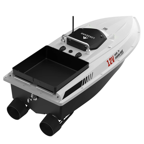 LOKEEVAN D80B GPS etetőhajó – 795‑ös dupla motor, 3.6 m/s sebesség, 2 kg etetőtartály, 500 m hatótáv, automata visszatérés, vízálló test – Fehér