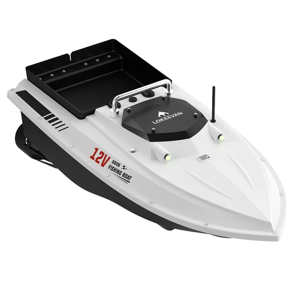 LOKEEVAN D80B GPS etetőhajó – 795‑ös dupla motor, 3.6 m/s sebesség, 2 kg etetőtartály, 500 m hatótáv, automata visszatérés, vízálló test – Fehér