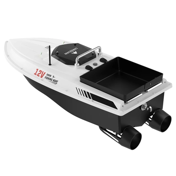 LOKEEVAN D80B GPS etetőhajó – 795‑ös dupla motor, 3.6 m/s sebesség, 2 kg etetőtartály, 500 m hatótáv, automata visszatérés, vízálló test – Fehér