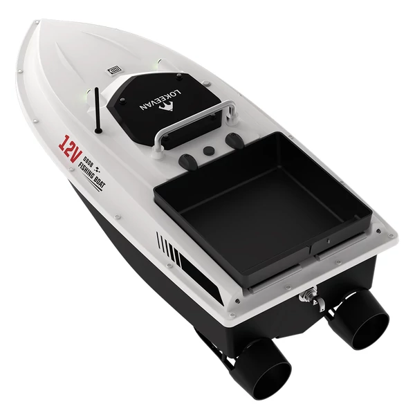 LOKEEVAN D80B GPS etetőhajó – 795‑ös dupla motor, 3.6 m/s sebesség, 2 kg etetőtartály, 500 m hatótáv, automata visszatérés, vízálló test – Fehér