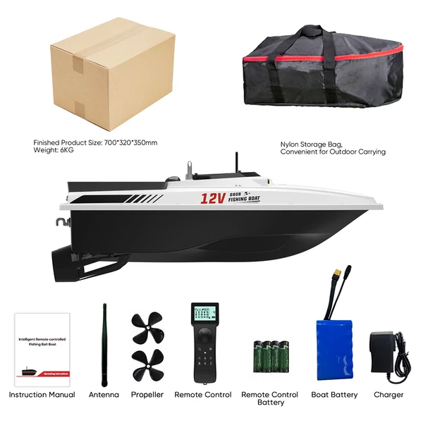 LOKEEVAN D80B GPS etetőhajó – 795‑ös dupla motor, 3.6 m/s sebesség, 2 kg etetőtartály, 500 m hatótáv, automata visszatérés, vízálló test – Fehér
