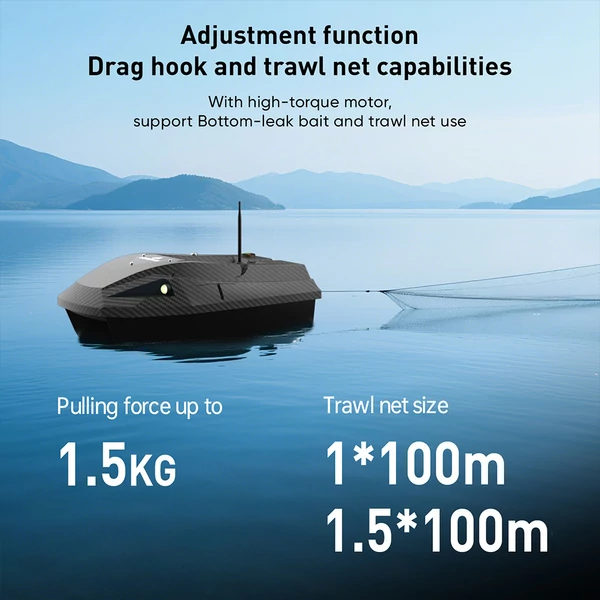 LOKEEVAN D50B GPS etetőhajó, 12V dupla nagy nyomatékú motor, GPS+Beidou, 500 m hatótáv, 2 kg tartály, 15600 mAh akkumulátor – Fekete