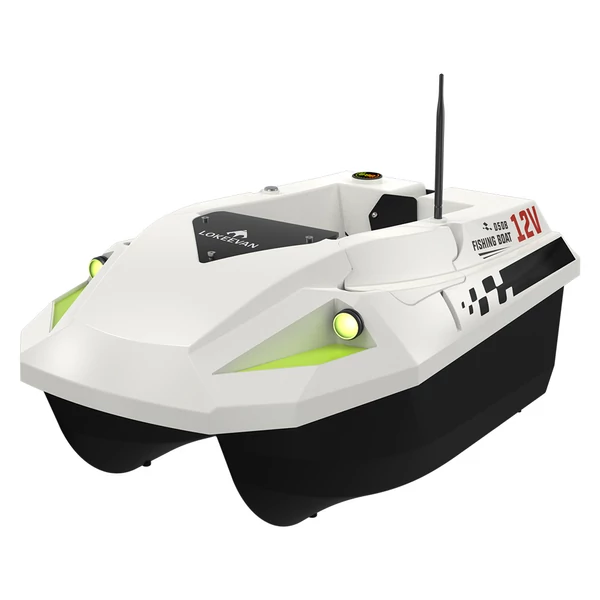 LOKEEVAN D50B GPS etetőhajó, 12V dupla nagy nyomatékú motor, GPS+Beidou, 500 m hatótáv, 2 kg tartály, 15600 mAh akkumulátor – Fehér
