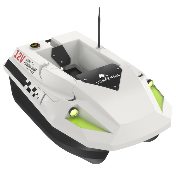 LOKEEVAN D50B GPS etetőhajó, 12V dupla nagy nyomatékú motor, GPS+Beidou, 500 m hatótáv, 2 kg tartály, 15600 mAh akkumulátor – Fehér