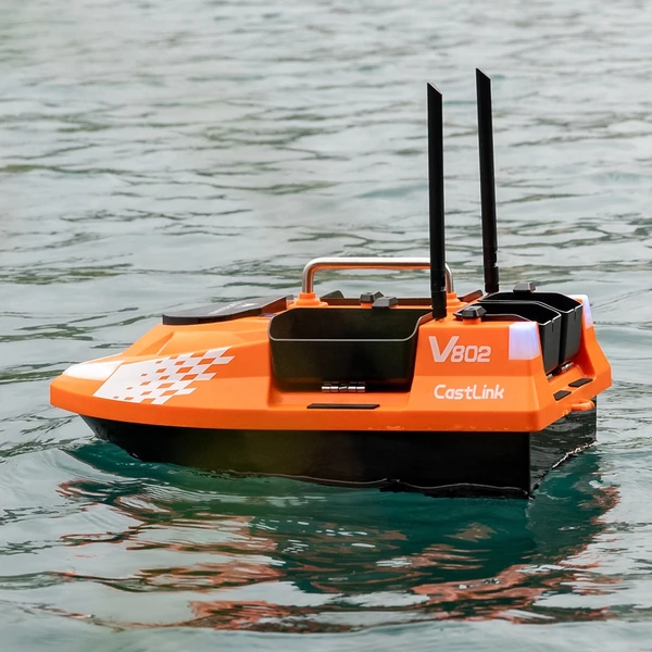 LOKEEVAN V802 Pro GPS etetőhajó, 160 útvonal, 3 kg kapacitás, 4 független tartály, 500 m hatótáv, dupla akkumulátor – Narancs