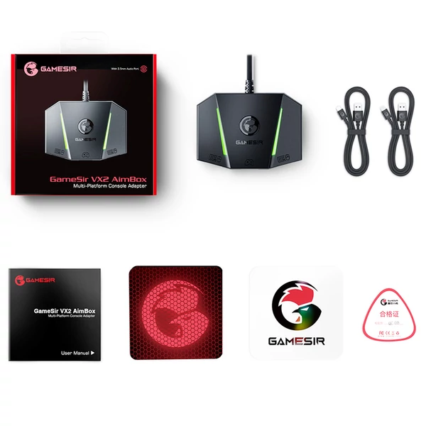 GameSir VX2 AimBox billentyűzet–egér adapter FPS játékhoz, gyors fordítási technológia, többplatformos konzolos átalakító PS5/PS4/Xbox/Switch