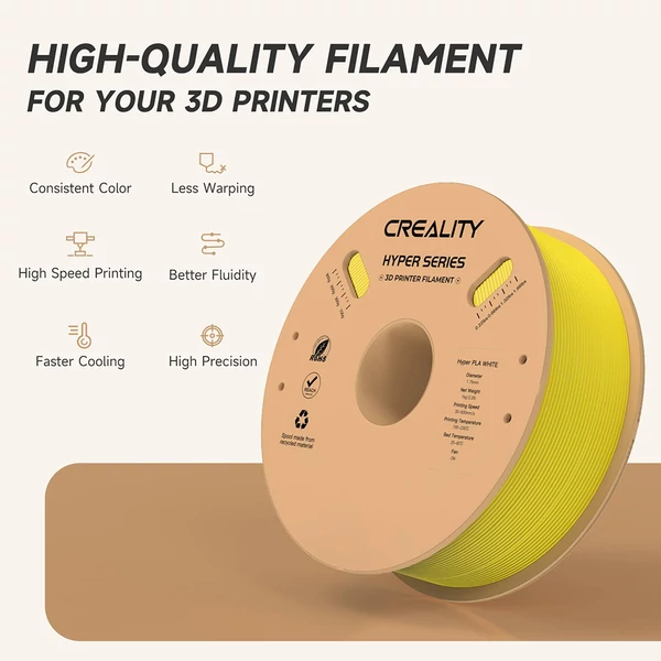 Creality Hyper-PLA 1kg filament – sárga, gyors és pontos nyomtatáshoz