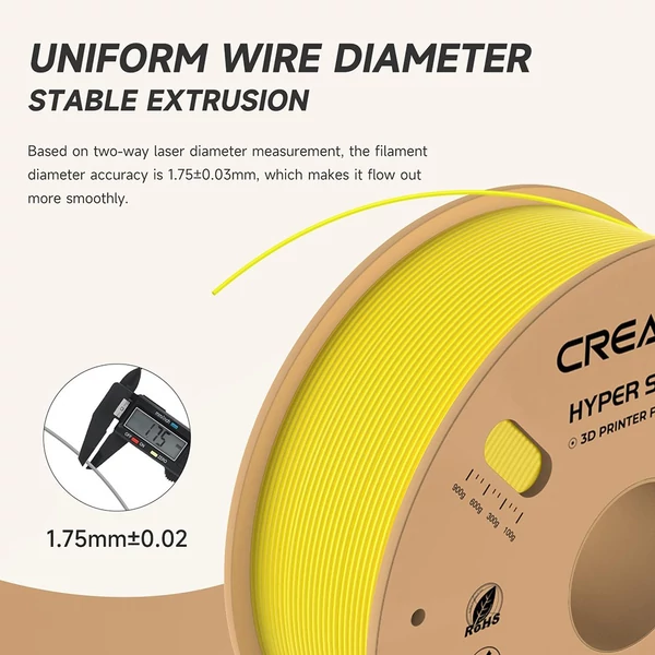 Creality Hyper-PLA 1kg filament – sárga, gyors és pontos nyomtatáshoz