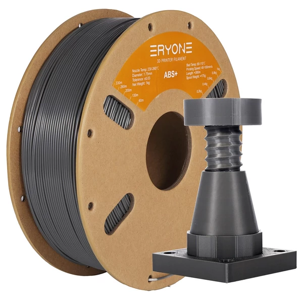 ERYONE 1.75mm ABS+ 3D nyomtató filament, 1 kg, szürke – tartós, pontos nyomtatáshoz