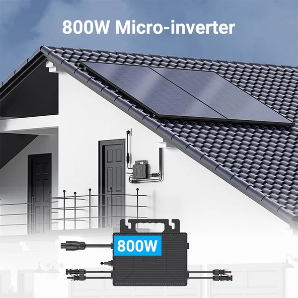 LIONSHEE LS‑800Mi 800W mikroinverter, 2 MPPT, 230V kimenet, 96% hatásfok, IP67 vízálló, Wi‑Fi okos monitorozás