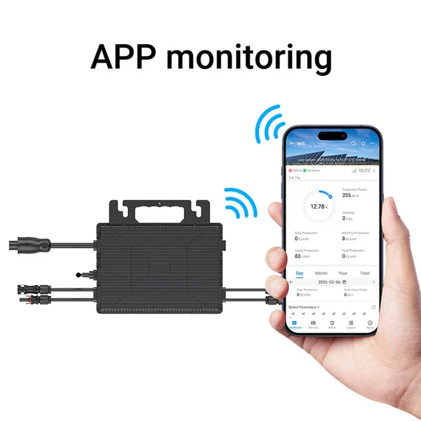 LIONSHEE LS‑800Mi 800W mikroinverter, 2 MPPT, 230V kimenet, 96% hatásfok, IP67 vízálló, Wi‑Fi okos monitorozás