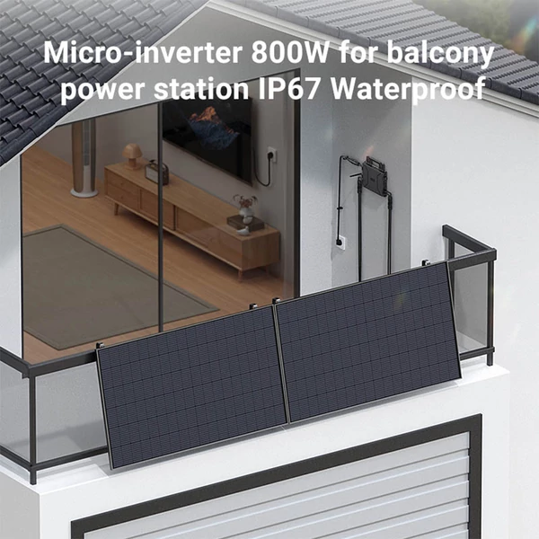 LIONSHEE LS‑800Mi 800W mikroinverter, 2 MPPT, 230V kimenet, 96% hatásfok, IP67 vízálló, Wi‑Fi okos monitorozás