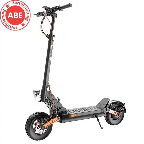 Joyor S5 Pro elektromos roller, 10", ABE tanúsítvány, 48V 26Ah, 500W, 20 km/h, 70–100 km hatótáv, tempomat, színes kijelző, dupla tárcsafék – Fekete