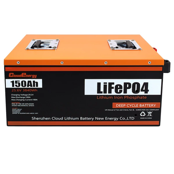 Cloudenergy 24V 150Ah LiFePO4 akkumulátor, 3840Wh kapacitás, 6000+ ciklus, beépített 100A BMS