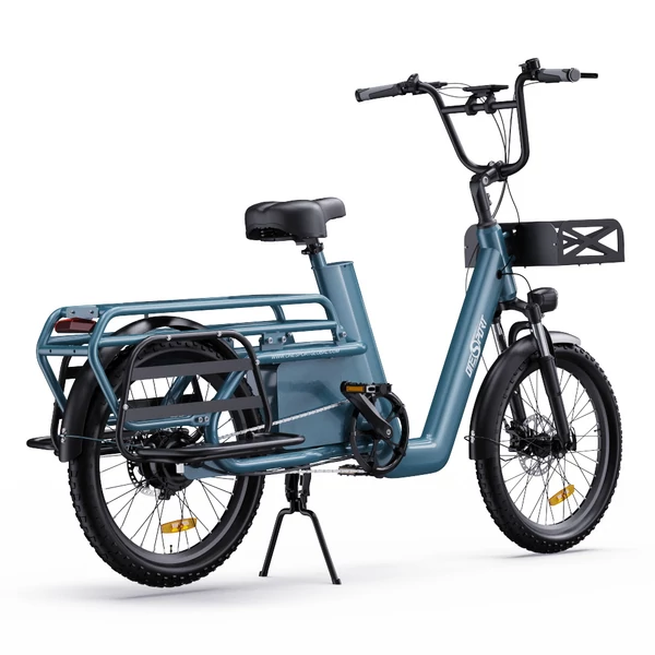 ONESPORT OT01 elektromos teherszállító kerékpár, 650W motor, 48V 27Ah akkumulátor, 20×2.6 gumi, 25 km/h, 100 km hatótáv – Kék