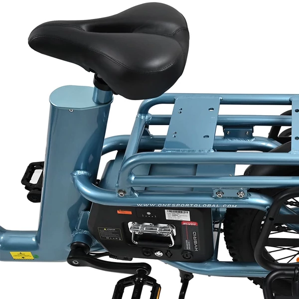 ONESPORT OT01 elektromos teherszállító kerékpár, 650W motor, 48V 27Ah akkumulátor, 20×2.6 gumi, 25 km/h, 100 km hatótáv – Kék