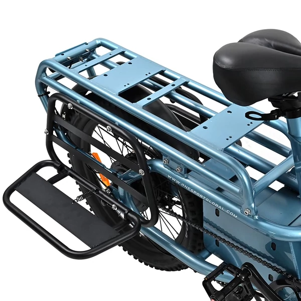 ONESPORT OT01 elektromos teherszállító kerékpár, 650W motor, 48V 27Ah akkumulátor, 20×2.6 gumi, 25 km/h, 100 km hatótáv – Kék