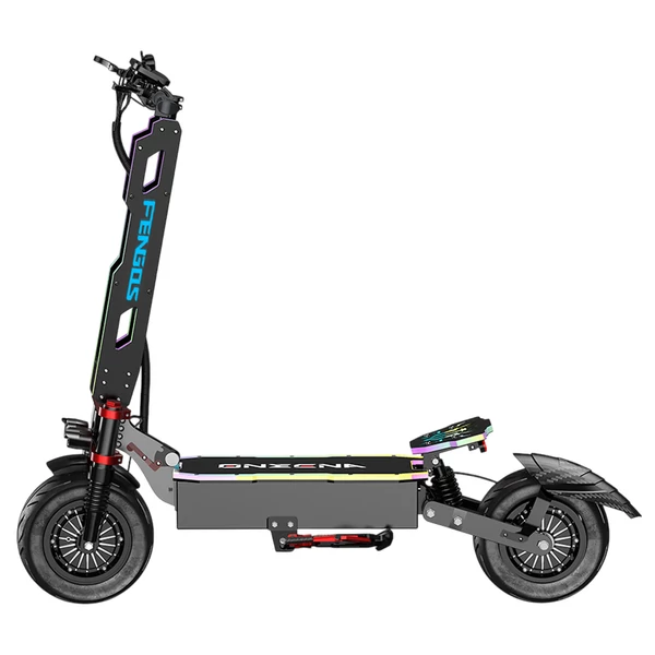 FENGQS GT9 elektromos roller, 2×3500W motor, 60V 38Ah akkumulátor, 12” kerék, 80 km/h, 96 km hatótáv, tárcsafék, dupla rugózás, okos kijelző