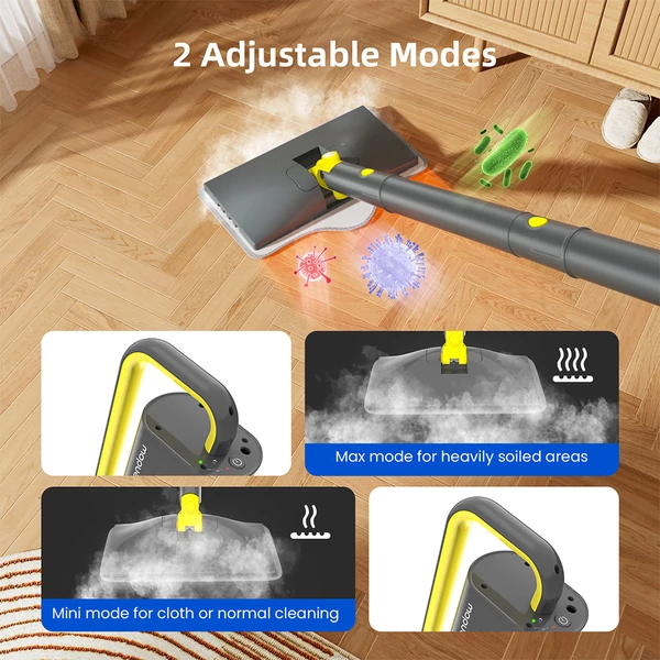 Teendow SC‑05 gőztisztító felmosó, 1300W, 15 mp felfűtés, 300 ml tartály, 30 perc üzemidő, 2 gőzfokozat, 7 m kábel, 180° forgó fej