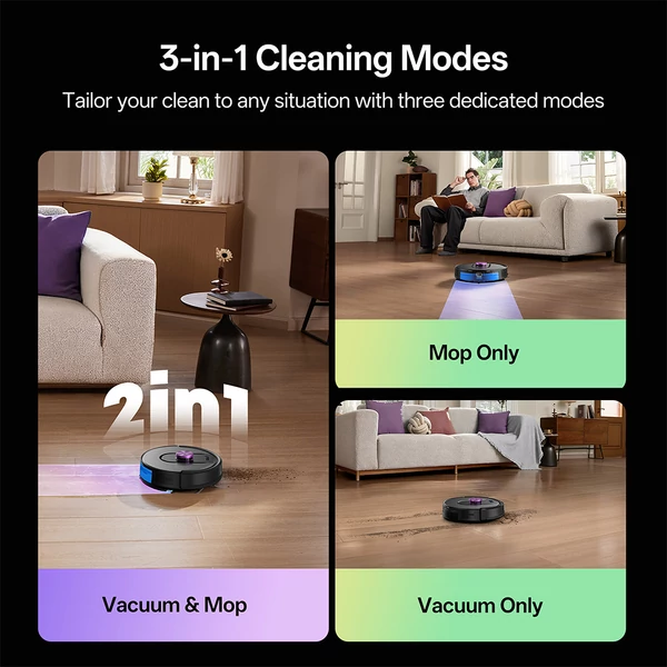 Vactidy W15 robotporszívó 10000Pa szívóerővel, LiDAR navigációval, 4L porzsák nélküli ürítőállomással és 3‑az‑1-ben takarítással