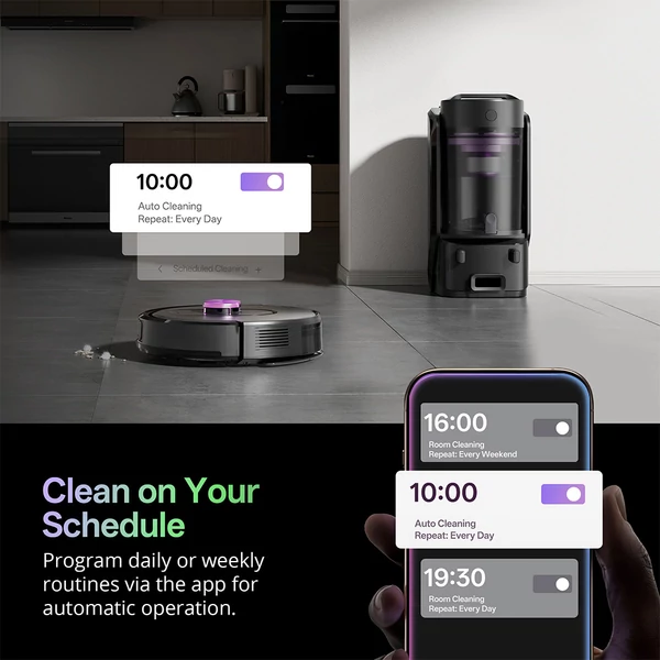 Vactidy W15 robotporszívó 10000Pa szívóerővel, LiDAR navigációval, 4L porzsák nélküli ürítőállomással és 3‑az‑1-ben takarítással