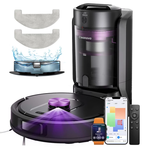 Vactidy W15 robotporszívó 10000Pa szívóerővel, LiDAR navigációval, 4L porzsák nélküli ürítőállomással és 3‑az‑1-ben takarítással
