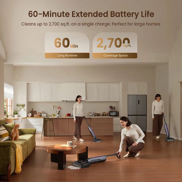 Ultenic AC1 TriFlex nedves‑száraz porszívó, 150W motorral, 2600mAh akkumulátorral, 60 perc üzemidővel, 800ml tartállyal, 3 üzemmóddal