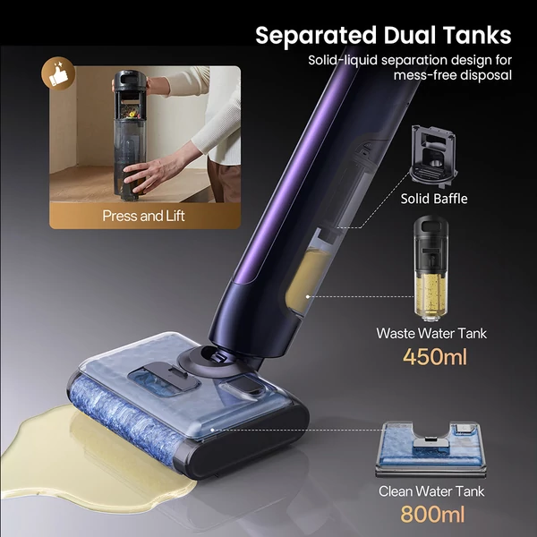 Ultenic AC1 TriFlex nedves‑száraz porszívó, 150W motorral, 2600mAh akkumulátorral, 60 perc üzemidővel, 800ml tartállyal, 3 üzemmóddal
