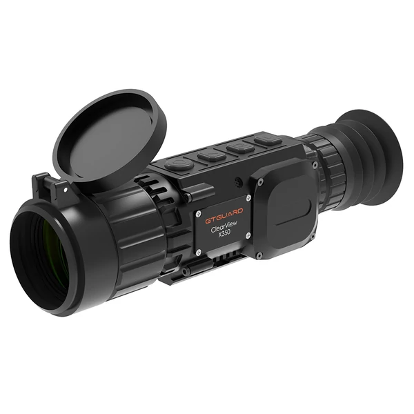 GTGUARD ClearView X350 hőkamera céltávcső, 384×288 szenzor, 3400 m felismerés, 35 mm F1.0 lencse, 4× digitális zoom, OLED kijelző