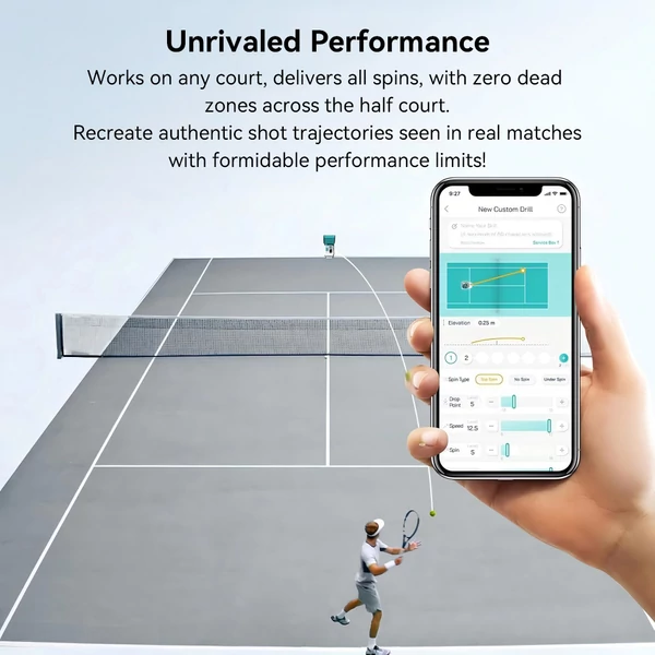 PONGBOT Pace S Pro teniszlabda-adogató gép, 130 km/h sebesség, 60 rps pörgés, 150 labda, teljes pályás lefedés, APP vezérlés
