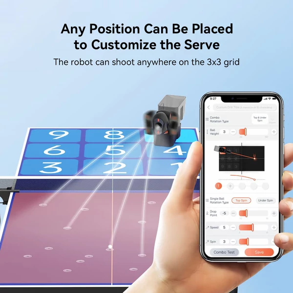 PONGBOT Nova S Pro pingpong labdaadagoló robot, 264 program, 150 labda, 60r/s pörgetés, 15 m/s sebesség, Bluetooth & app vezérlés