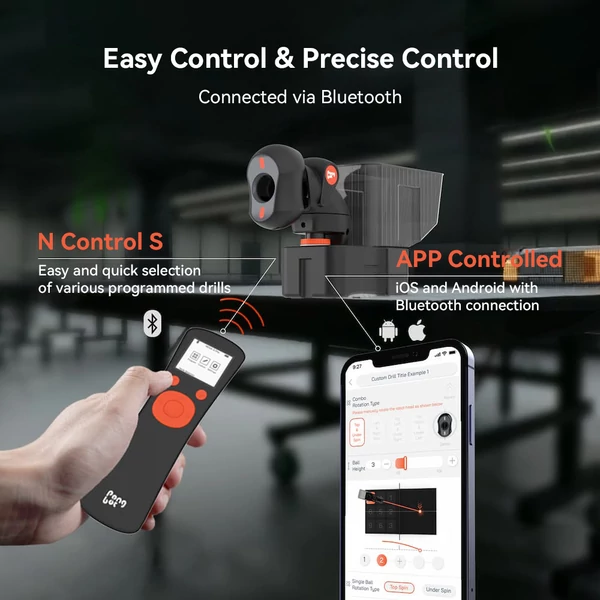 PONGBOT Nova S Pro pingpong labdaadagoló robot, 264 program, 150 labda, 60r/s pörgetés, 15 m/s sebesség, Bluetooth & app vezérlés