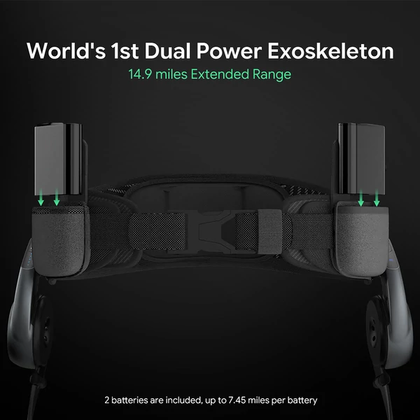 AstroShell Alpha 1 láb‑exoskeleton, 1000W csúcs, 2 ms reakcióidő, Mg‑ötvözet váz, dupla cserélhető akku, 24 km hatótáv, 8 óra üzemidő, IP54