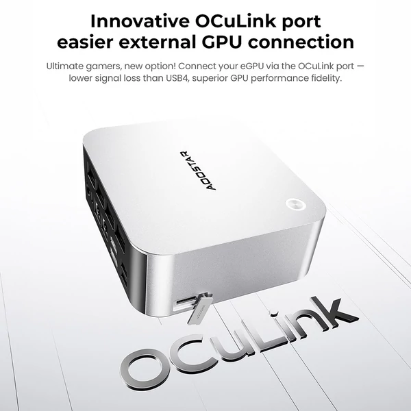 AOOSTAR MACO mini PC Ryzen 7 PRO 8845HS, Radeon 780M, 24GB DDR5, 1TB PCIe SSD, USB4, OCuLink, WiFi 6, 2.5G LAN