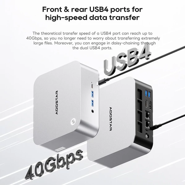 AOOSTAR MACO mini PC Ryzen 7 PRO 8845HS, Radeon 780M, 24GB DDR5, 1TB PCIe SSD, USB4, OCuLink, WiFi 6, 2.5G LAN