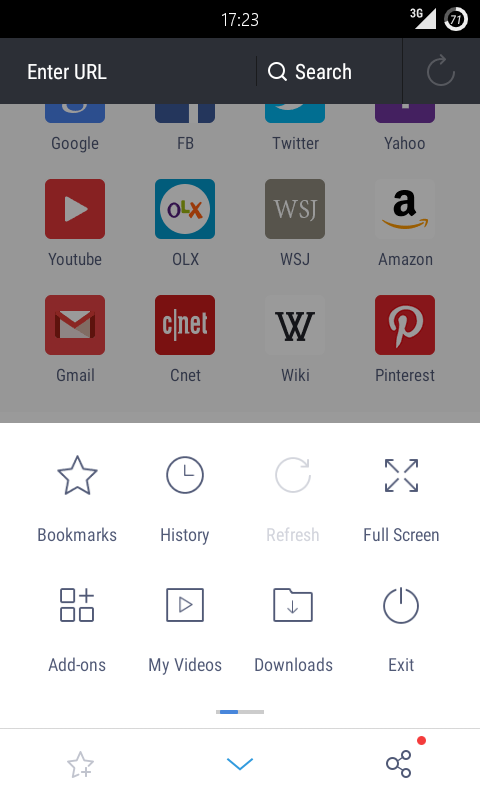 UC Browser Menü