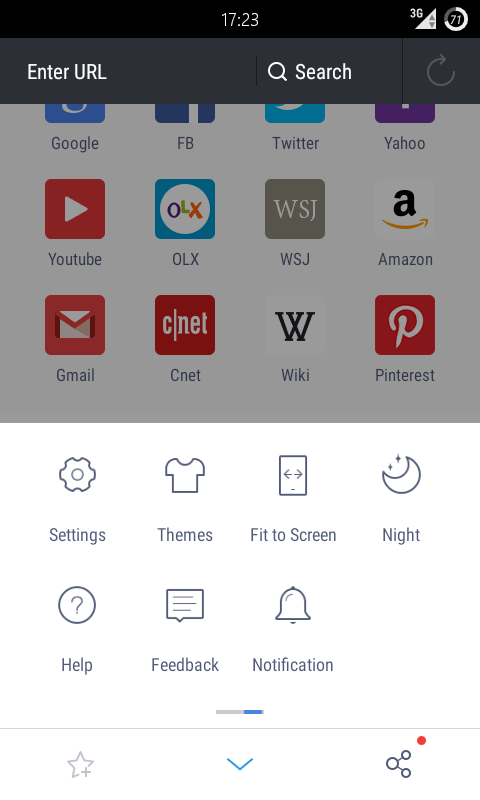 UC Browser Menü 2